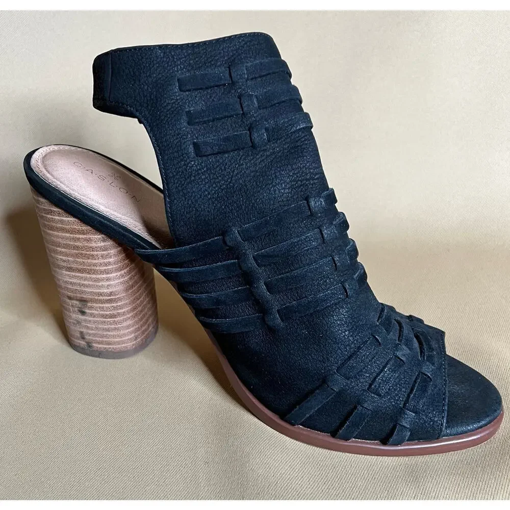 Caslon Martin Black Leather Block Heel Sandal 9.5 NWOT